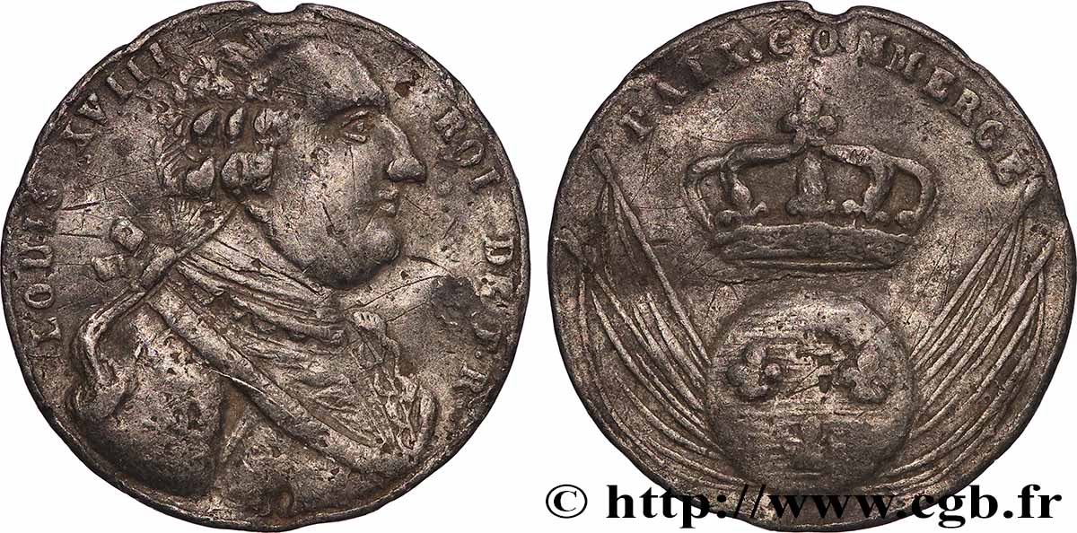 LUDWIG XVIII Médaille, Paix et commerce fSS