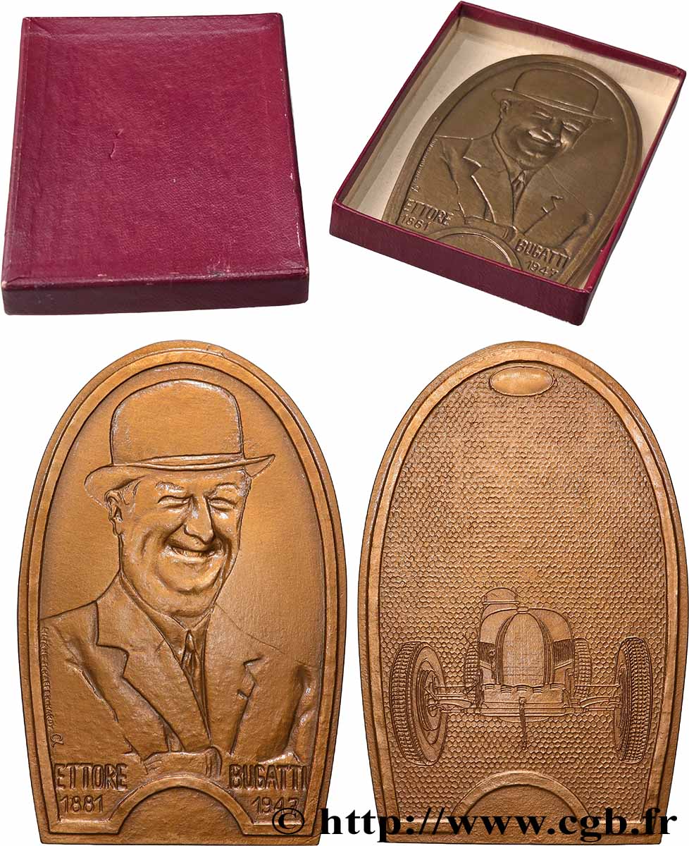 AUTOMOBILES ET VOITURES - PILOTES ET INVENTIONS Plaquette, Ettore Bugatti AU