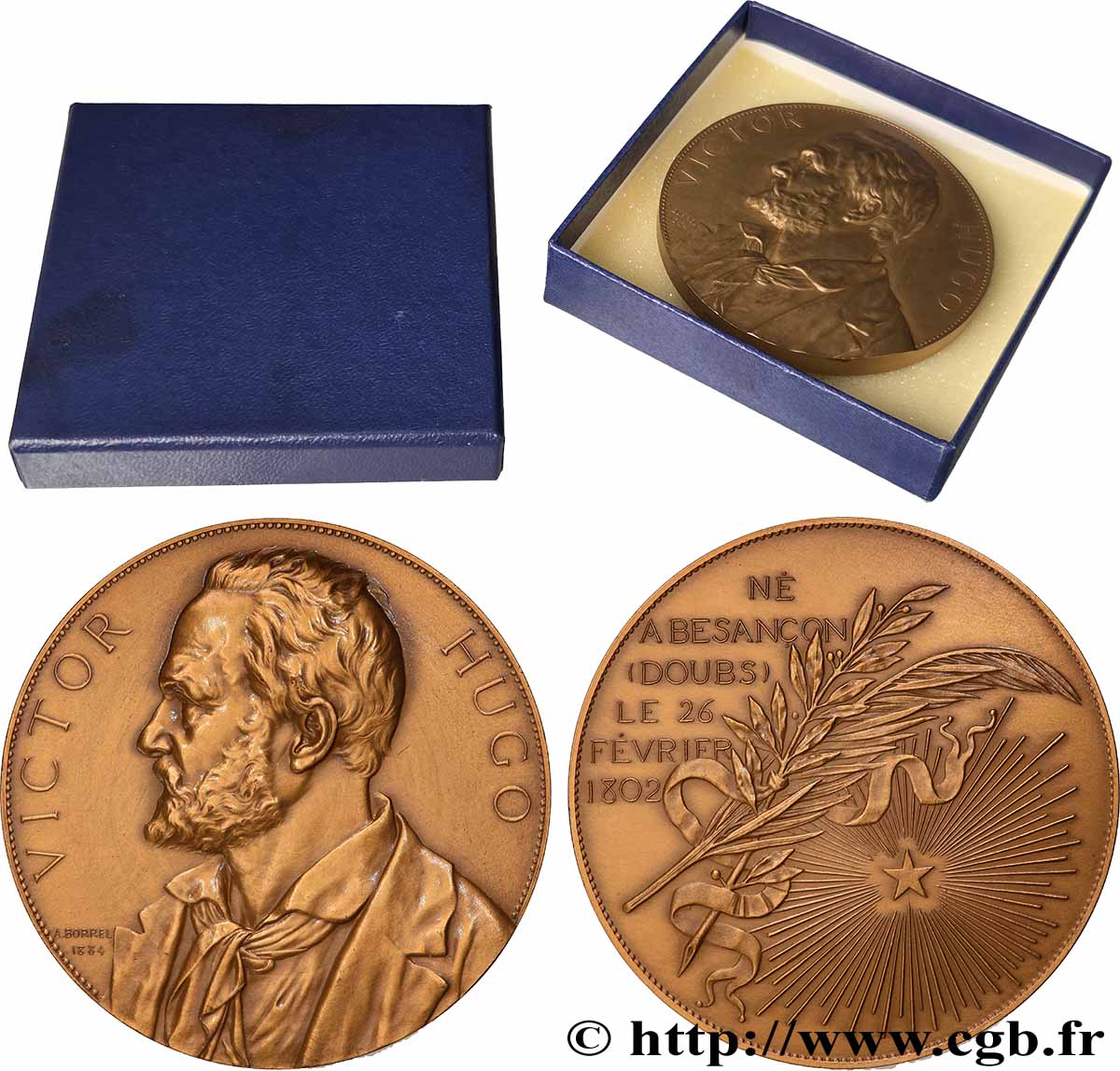 LITTÉRATURE : ÉCRIVAINS/ÉCRIVAINES - POÈTES Médaille, Souvenir du centenaire de Victor Hugo, refrappe SUP