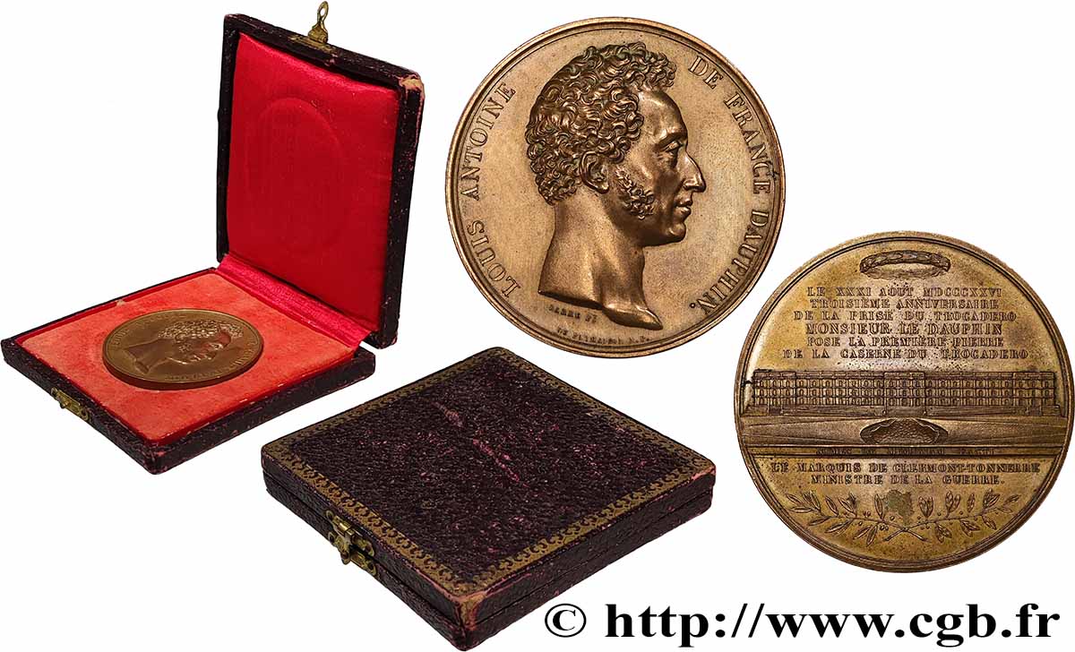 CHARLES X Médaille, Pose de la première pierre de la caserne du Trocadéro par le duc d Angoulême SUP