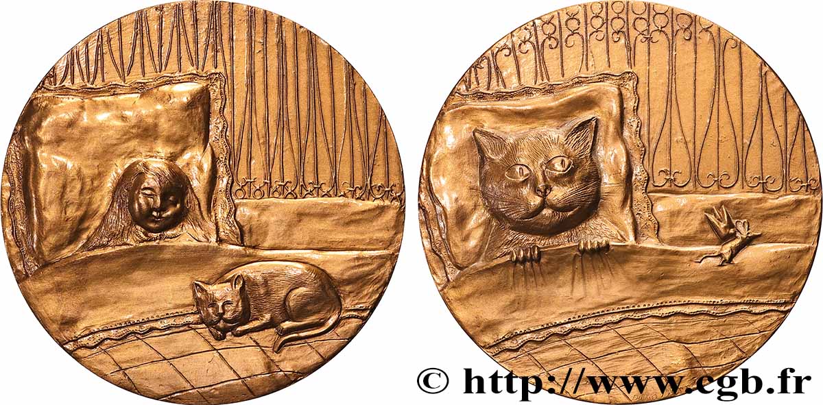CINQUIÈME RÉPUBLIQUE Médaille, Le Chat et la petite Souris SUP