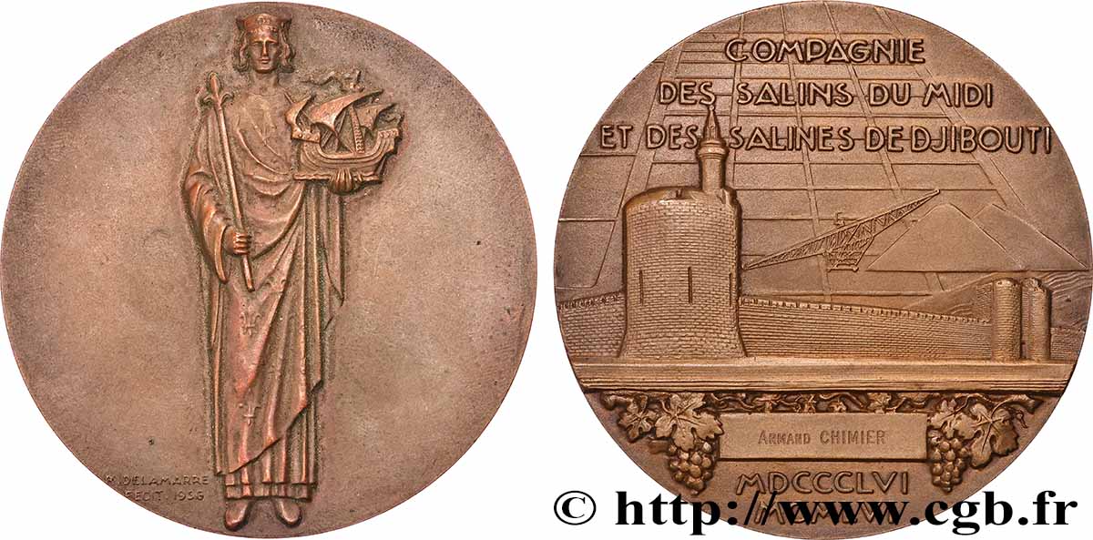 CINQUIÈME RÉPUBLIQUE Médaille, Centenaire de la Compagnie des salins du midi et des salines de Djibouti TTB+/SUP