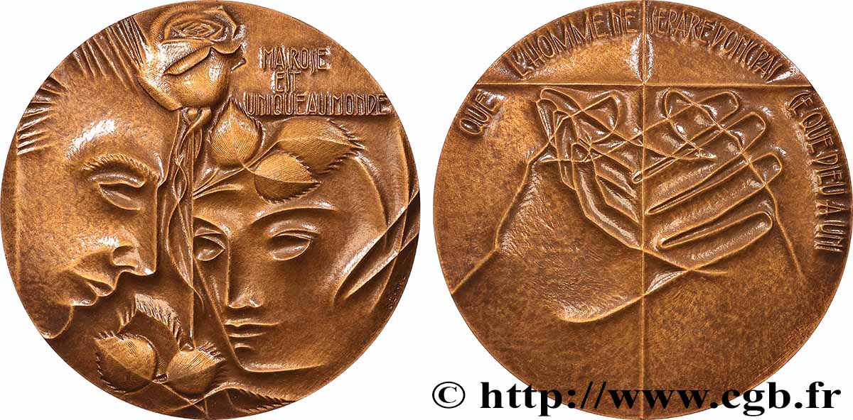 CINQUIÈME RÉPUBLIQUE Médaille, Ma Rose est unique au monde, Noces de Diamant SUP