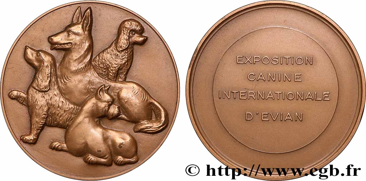 FUNFTE FRANZOSISCHE REPUBLIK Médaille, Exposition canine internationale d’Evian VZ