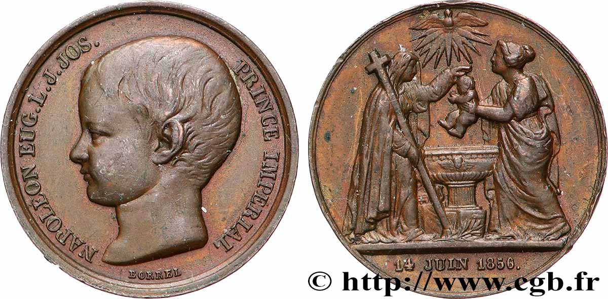 NAPOLÉON IV Médaille, Souvenir du baptême du Prince impérial q.SPL