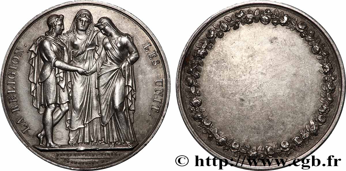 AMOUR ET MARIAGE Médaille de mariage, La Religion les unit TTB+