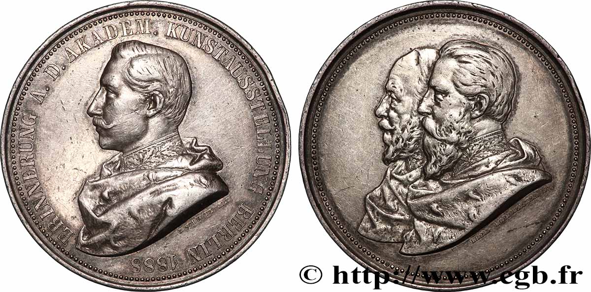 ALLEMAGNE - ROYAUME DE PRUSSE - GUILLAUME II Médaille, Exposition d’art académique de Berlin TTB