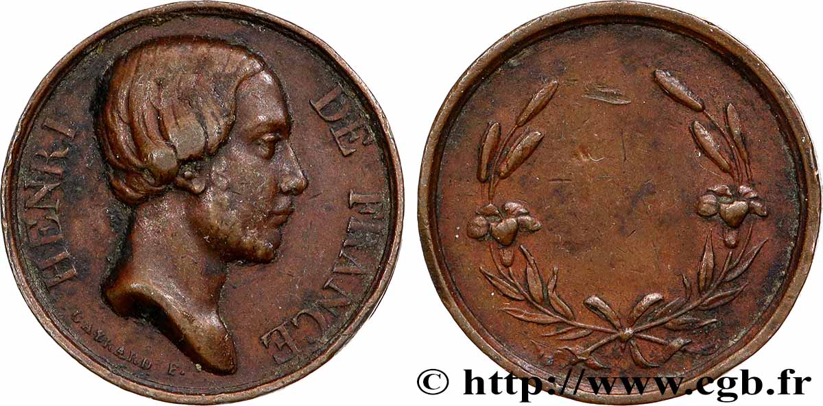 HENRI V COMTE DE CHAMBORD Médaille de récompense XF
