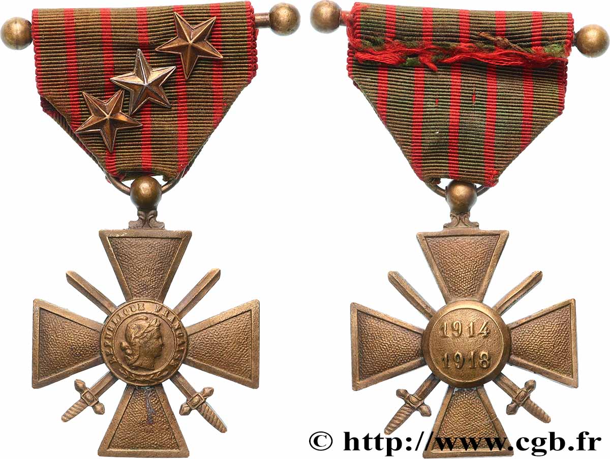 DRITTE FRANZOSISCHE REPUBLIK Croix de guerre, 1914-1918 SS