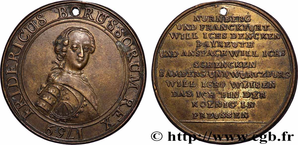 DEUTSCHLAND – KÖNIGREICH PREUSEN – FRIEDRICH II. DER GROSSE Médaille, Frédéric II, Guerre de sept ans fSS