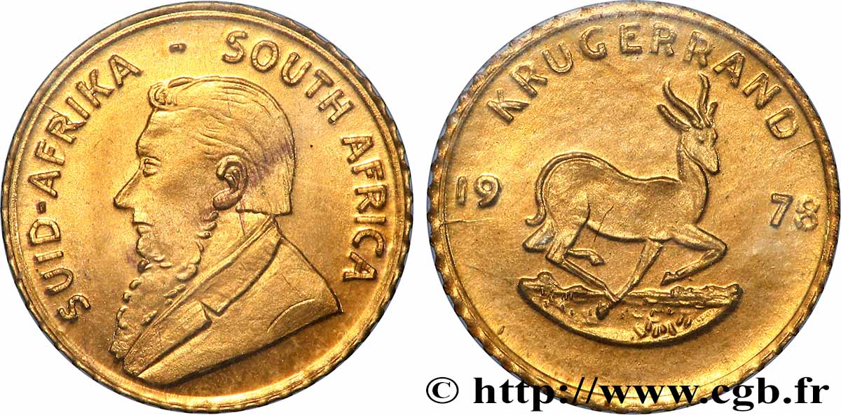 AFRIQUE DU SUD - RÉPUBLIQUE Médaille, Reproduction Krugerrand 1978, Les miniatures en or des plus belles monnaies d’or du monde SPL