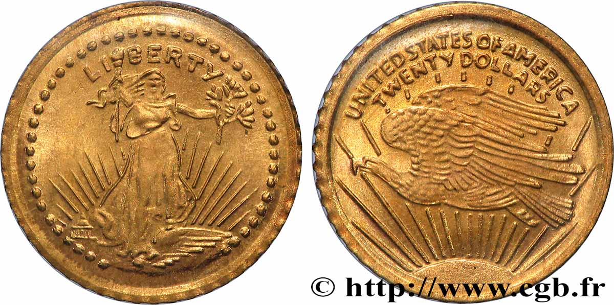 VEREINIGTE STAATEN VON AMERIKA Médaille, Reproduction de la 20 dollars Liberty 1933, Les miniatures en or des plus belles monnaies d’or du monde VZ