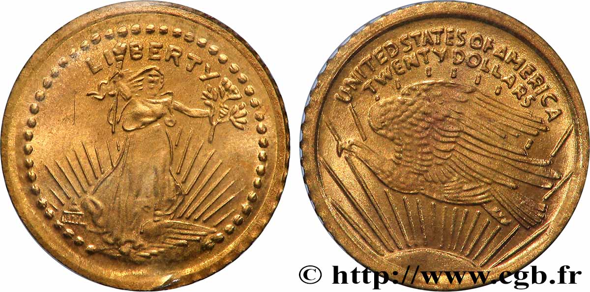 ÉTATS-UNIS D AMÉRIQUE Médaille, Reproduction de la 20 dollars Liberty 1933, Les miniatures en or des plus belles monnaies d’or du monde SUP