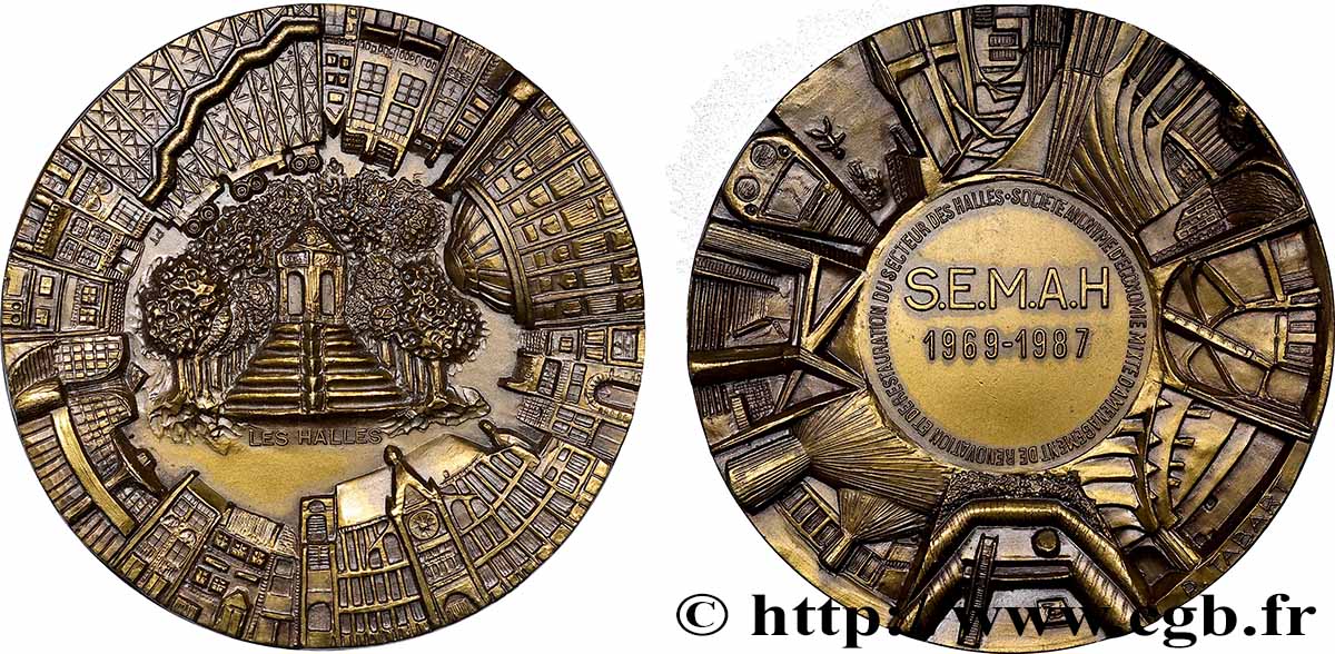QUINTA REPUBLICA FRANCESA Médaille, Société anonyme d’économie mixte d’aménagement du secteur des Halles à Paris EBC
