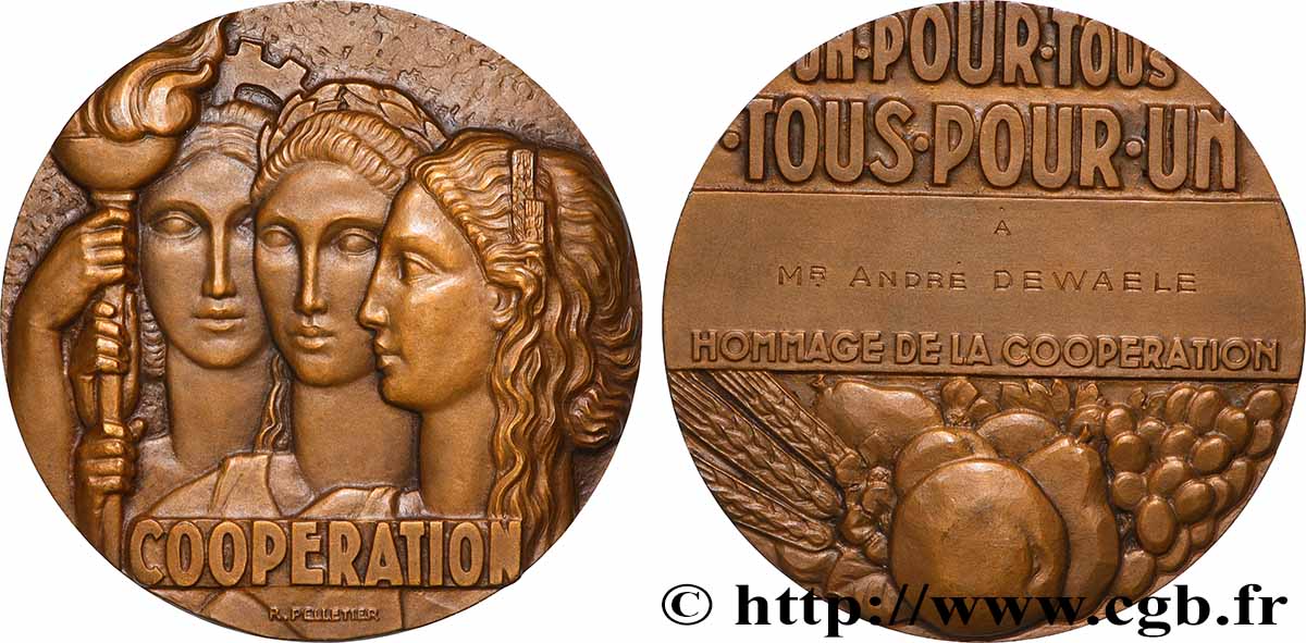 COOPERATIVES Médaille, Hommage de la Coopération AU