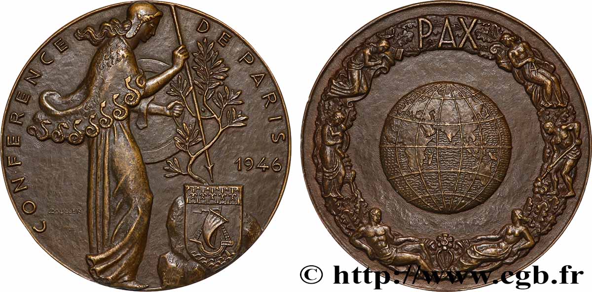 PROVISIONAL GOVERNEMENT OF THE FRENCH REPUBLIC Médaille, Conférence de Paris pour la Paix AU