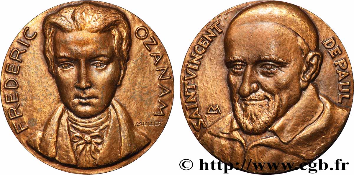 MÉDAILLES RELIGIEUSES Médaille, Frédéric Ozanam, Saint Vincent de Paul SUP