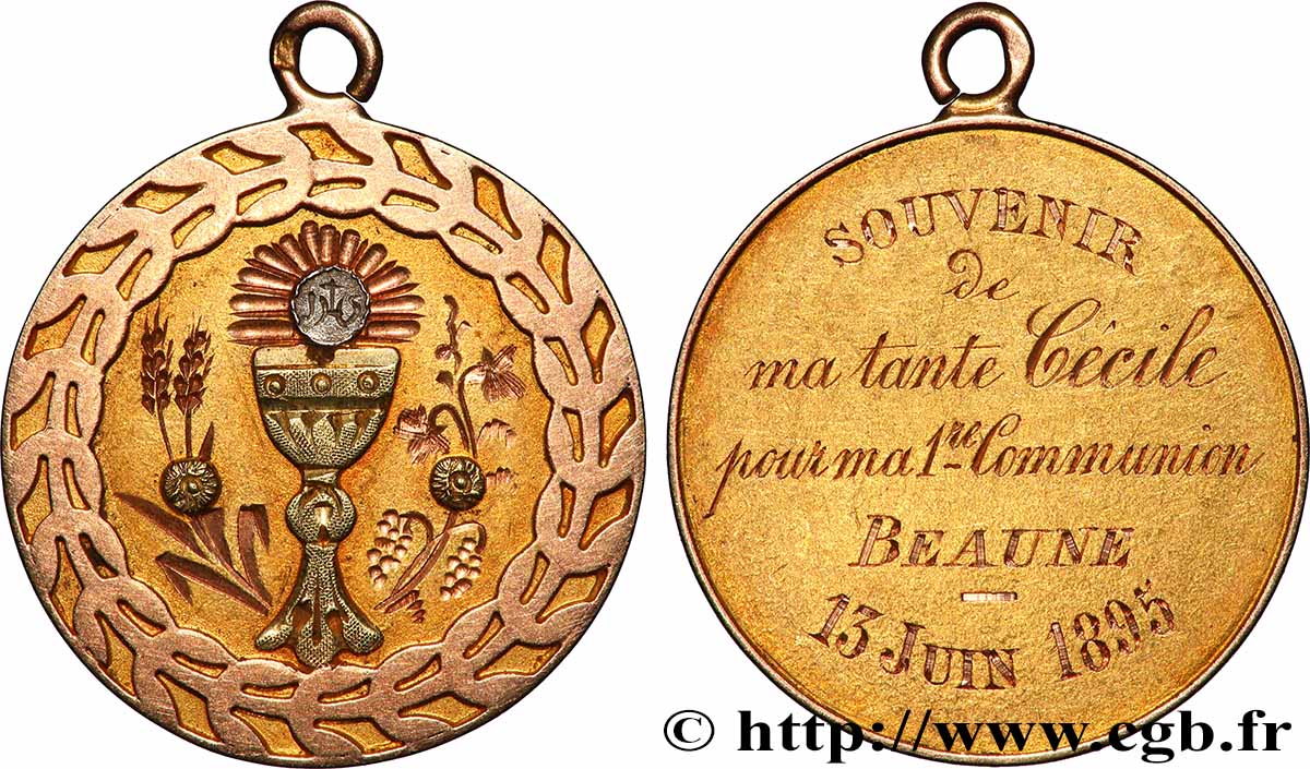 III REPUBLIC Médaille, Première communion MS