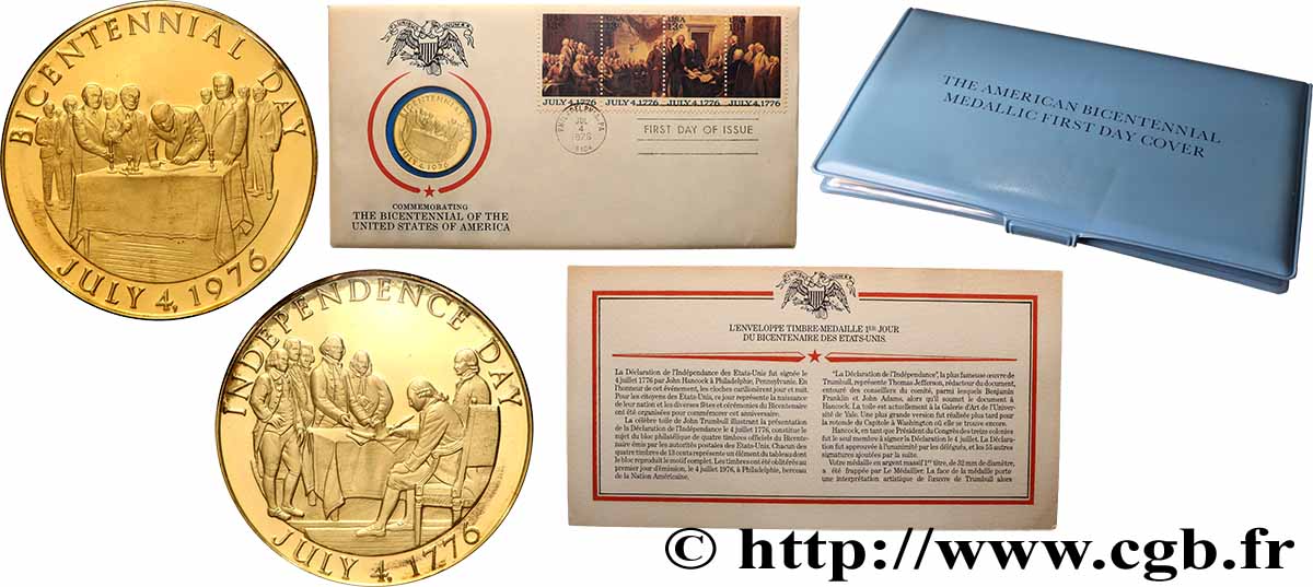 ÉTATS-UNIS D AMÉRIQUE Médaille, Bicentenaire, Independance day FDC