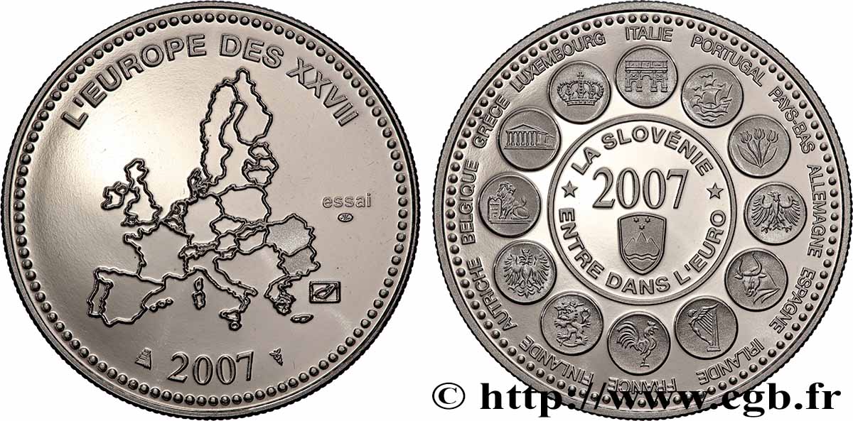 EUROPA Médaille, Essai, La Slovénie entre dans l’Euro Polierte Platte