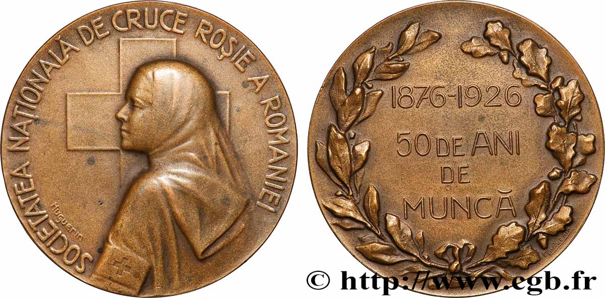 ROUMANIE - FERDINAND Ier Médaille, Société nationale de la croix rouge roumaine TTB+