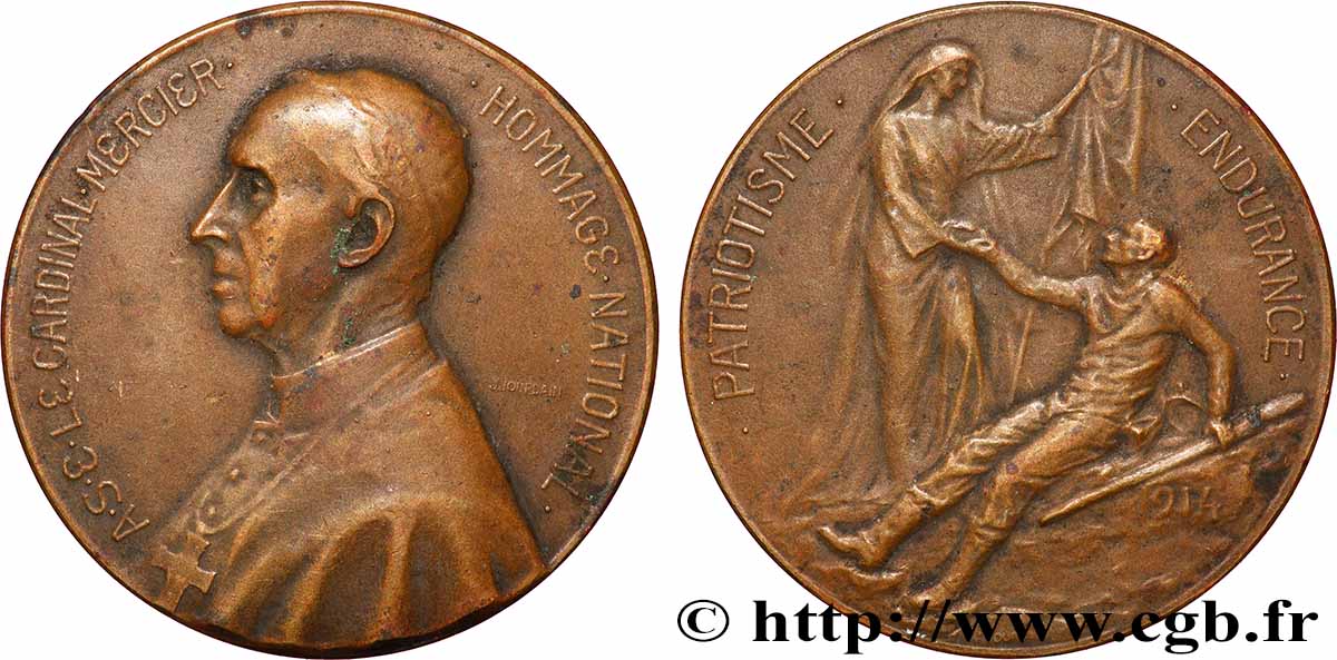 BELGIQUE Médaille, Cardinal Desiré-Joseph Mercier TTB