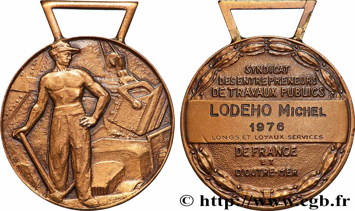 FUNFTE FRANZOSISCHE REPUBLIK Médaille, Syndicat des entrepreneurs de travaux publics fVZ