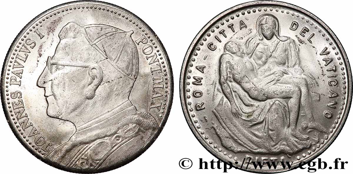 VATICAN ET ÉTATS PONTIFICAUX Médaille, Jean-Paul Ier, Pieta du Vatican TTB