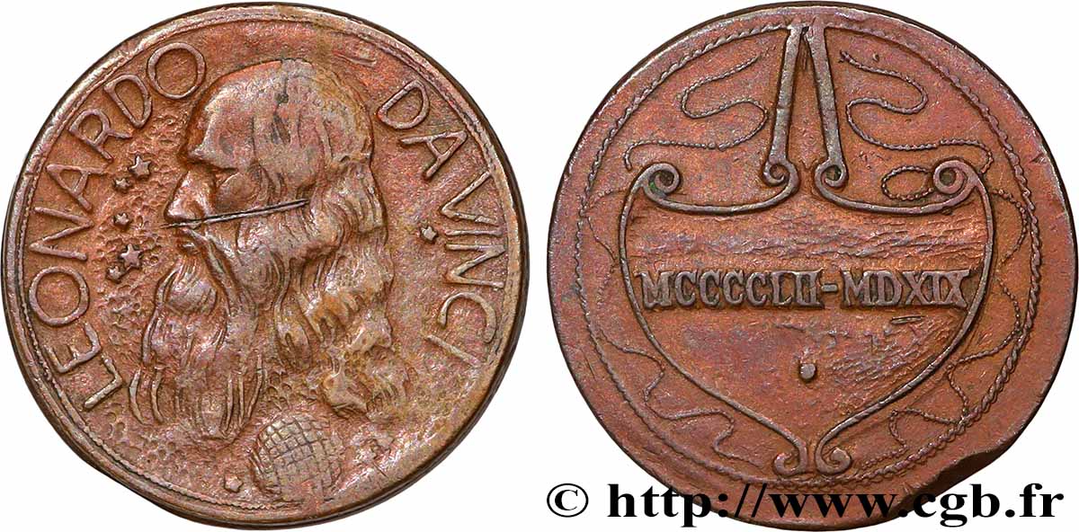 ITALIE Médaille, Léonard de Vinci TTB+
