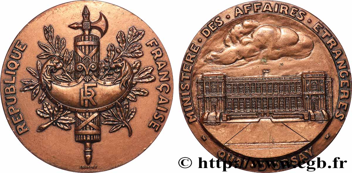 FUNFTE FRANZOSISCHE REPUBLIK Médaille, Ministère des affaires étrangères fVZ