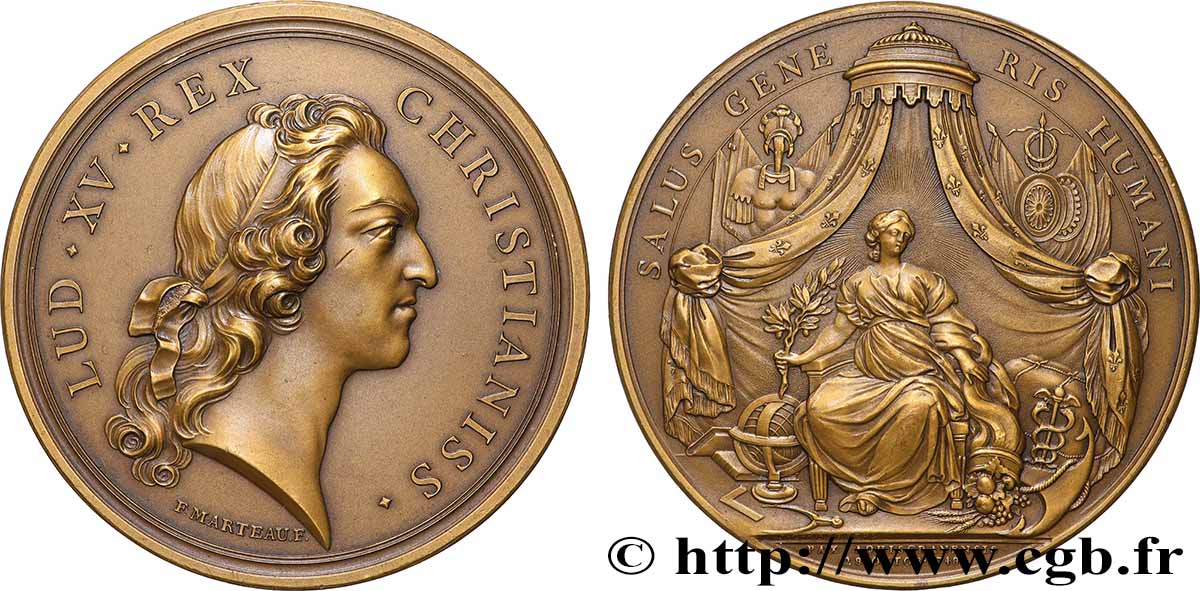 LOUIS XV DIT LE BIEN AIMÉ Médaille, Paix d’Aix-la-Chapelle, refrappe SUP