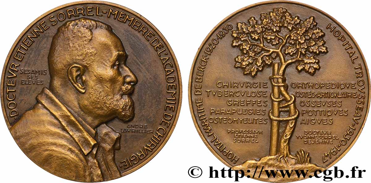 QUATRIÈME RÉPUBLIQUE Médaille, Docteur Etienne Sorrel SUP
