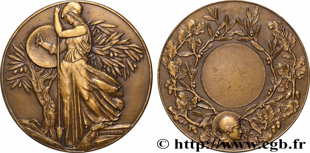 CINQUIÈME RÉPUBLIQUE Médaille, Athéna par Raymond Corbin SUP