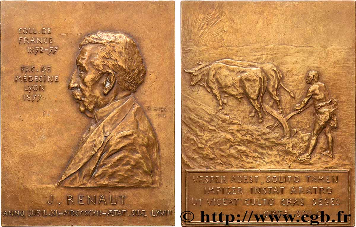 MEDICINE - MEDICAL SOCIETIES - DOCTORS Plaquette, Joseph Renaut, Collège de France AU