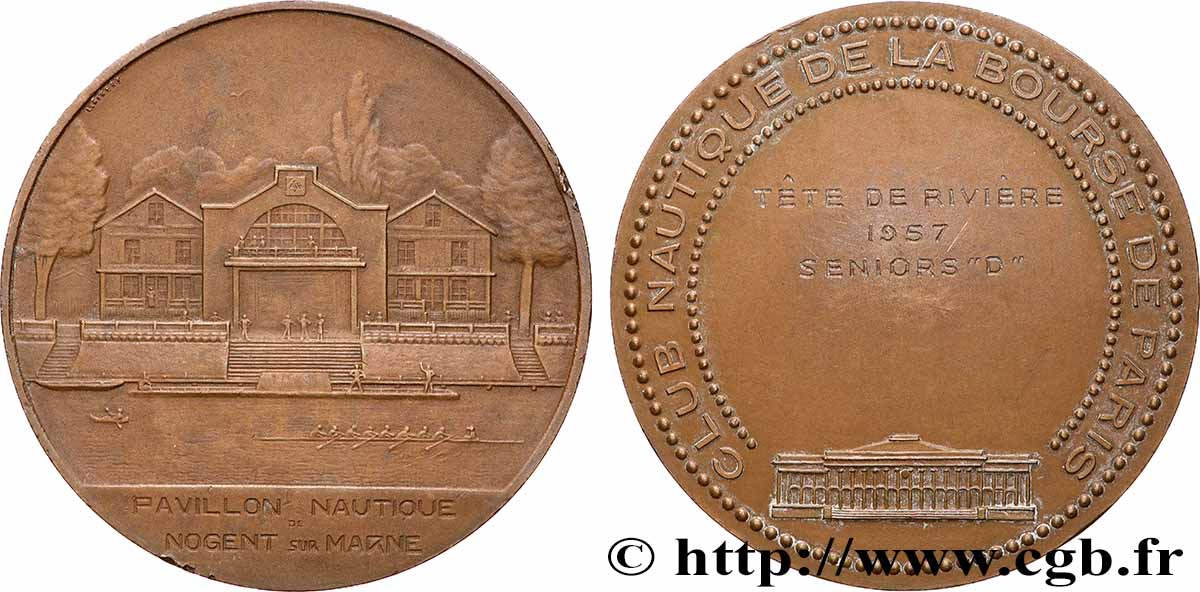 FUNFTE FRANZOSISCHE REPUBLIK Médaille, Club nautique de la Bourse de Paris fVZ