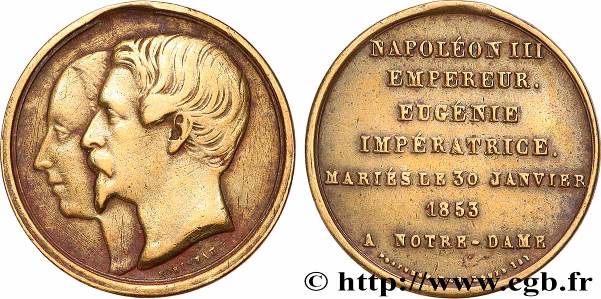 ZWEITES KAISERREICH Médaille, Mariage de Napoléon III et d’Eugénie fVZ