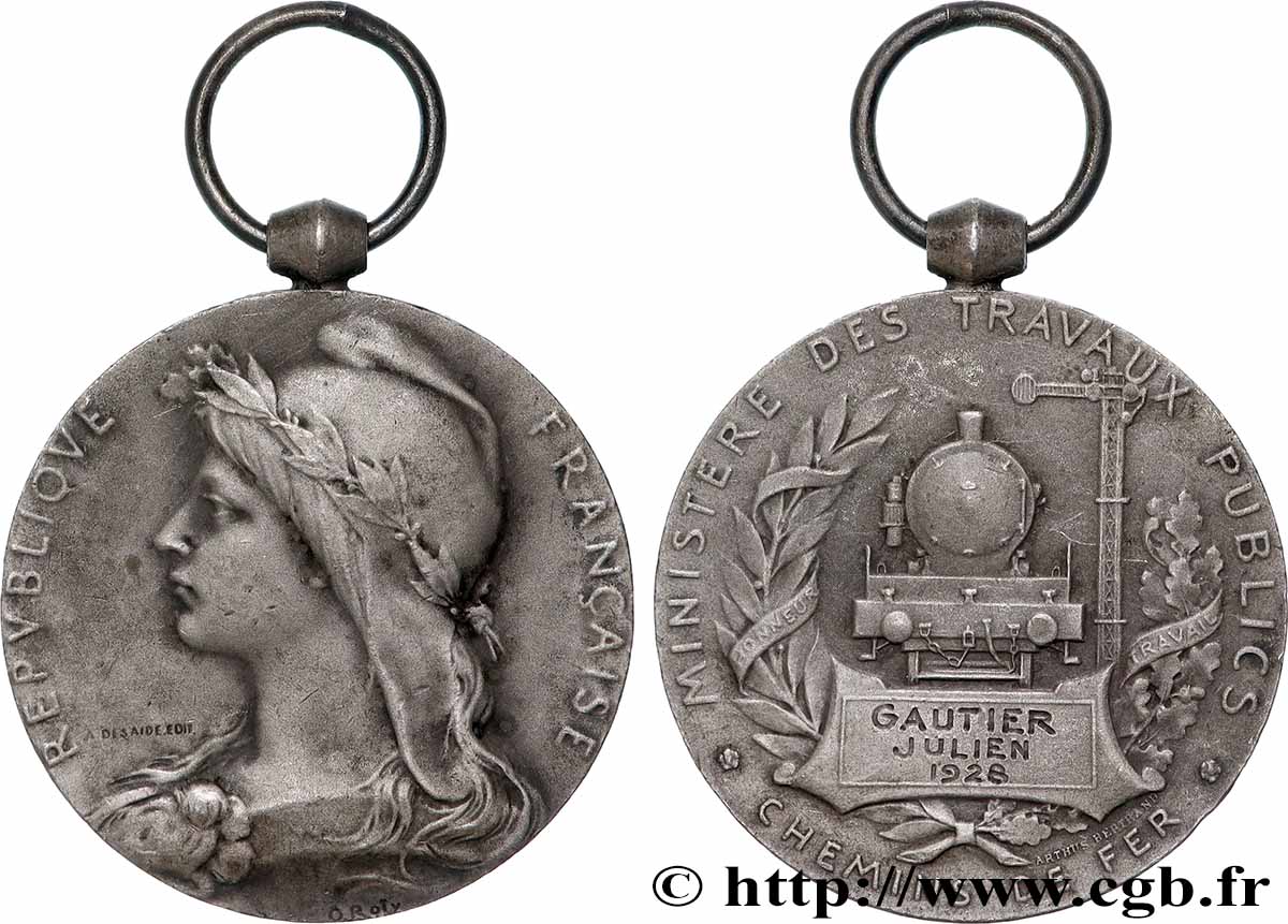 DRITTE FRANZOSISCHE REPUBLIK Médaille des Chemins de Fer, Ministère des travaux publics fVZ