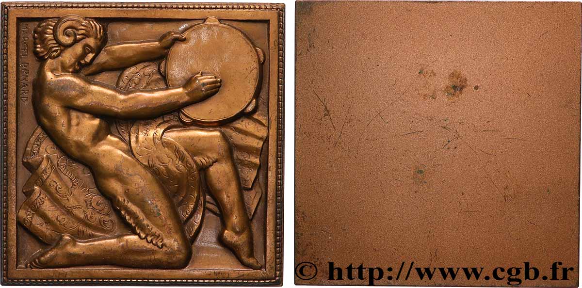 CINQUIÈME RÉPUBLIQUE Plaquette, Danseur au tambourin par Marcel Renard, refrappe TTB+
