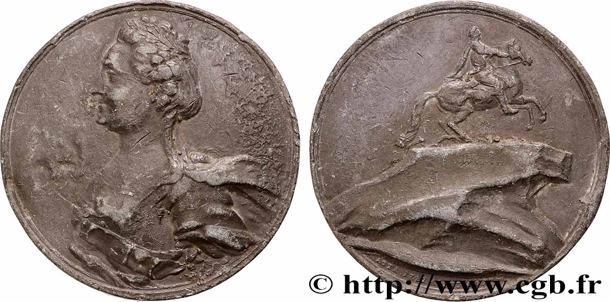 RUSSIA - CATHERINE II Médaille, Inauguration du monument de Pierre le Grand à Saint-Pétersbourg VF