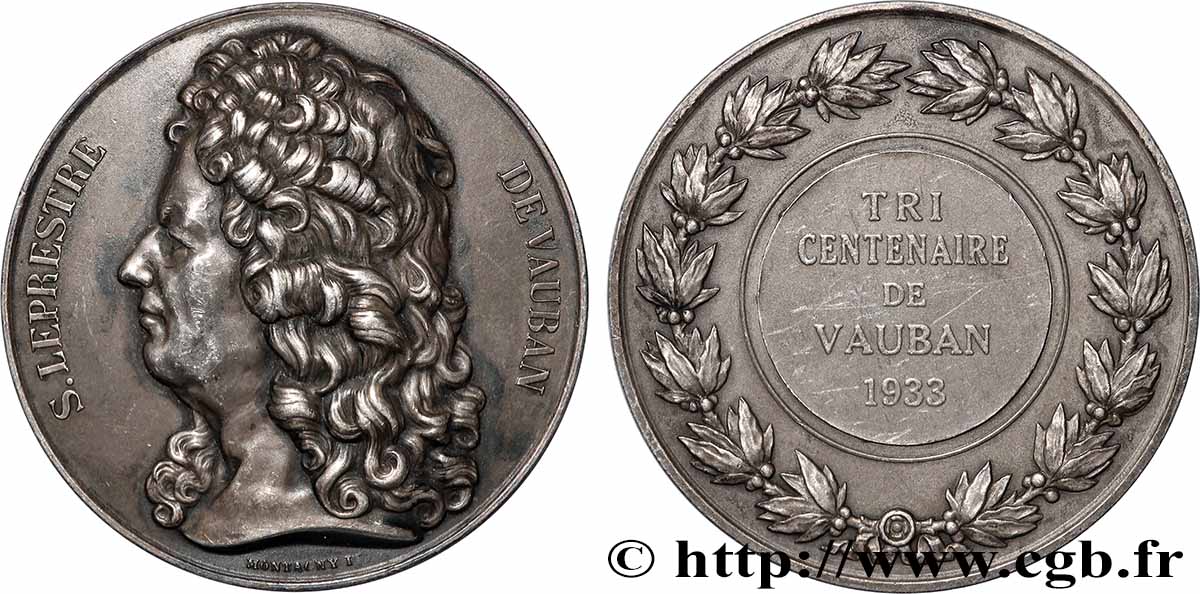 III REPUBLIC Médaille, Tricentenaire de Sébastien Le Prestre de Vauban AU