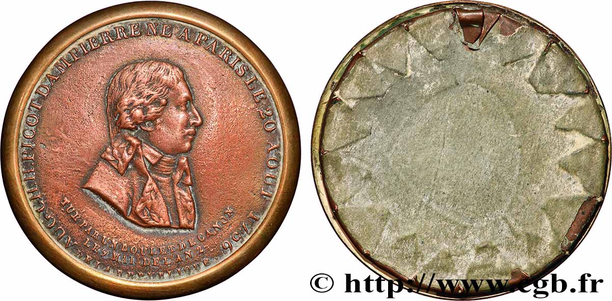 LA CONVENTION Médaille, Auguste-Charles-Henri Picot Dampierre, repoussé de Liénard TTB