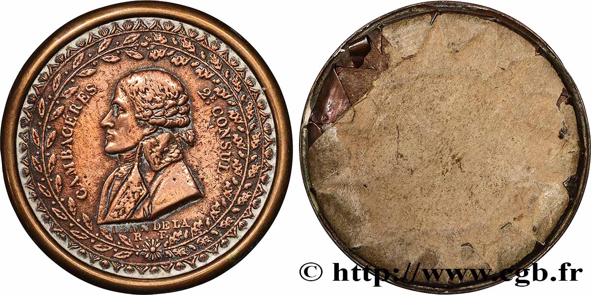 DIRECTORIO Médaille, Cambacérès, 2e consul, repoussé de Liénard MBC