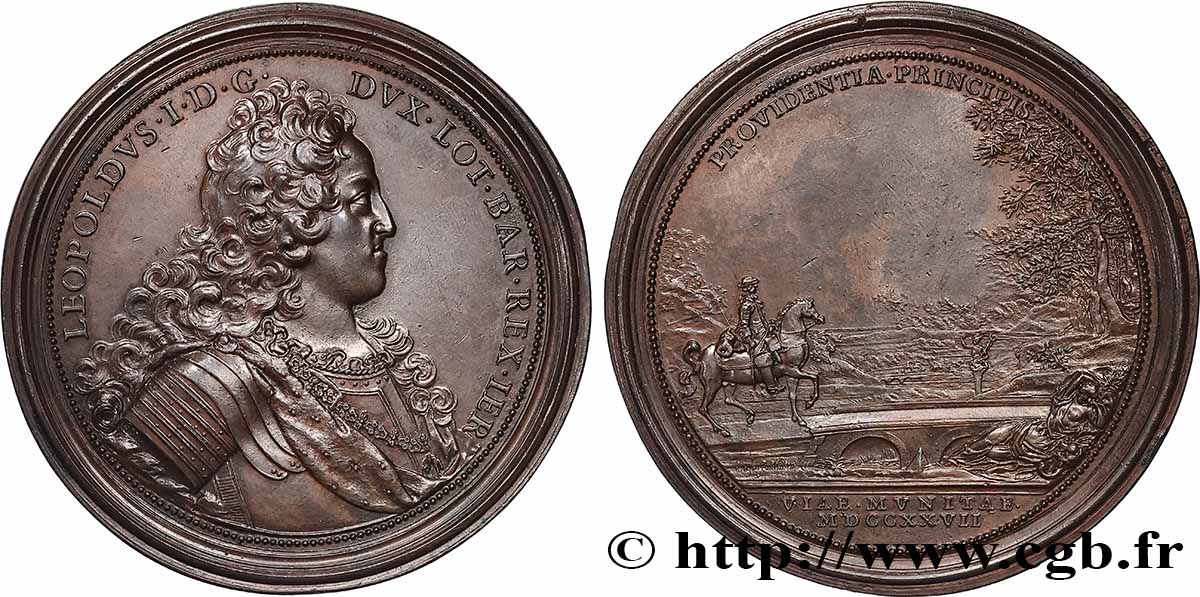 DUCHY OF LORRAINE - LEOPOLD I Médaille, Prévoyance du Prince, Restauration des ponts dans les fonds des Bois de Hayes AU