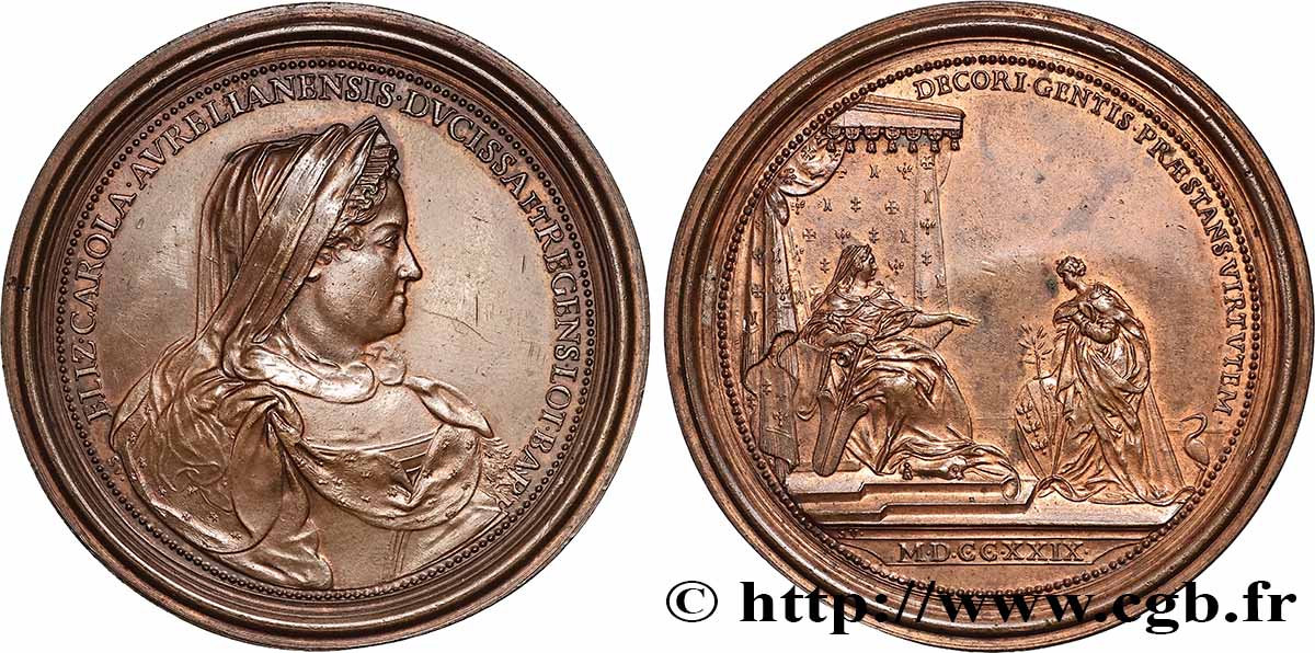 LORRAINE Médaille, Accession à la régence d’Élisabeth Charlotte d Orléans fVZ
