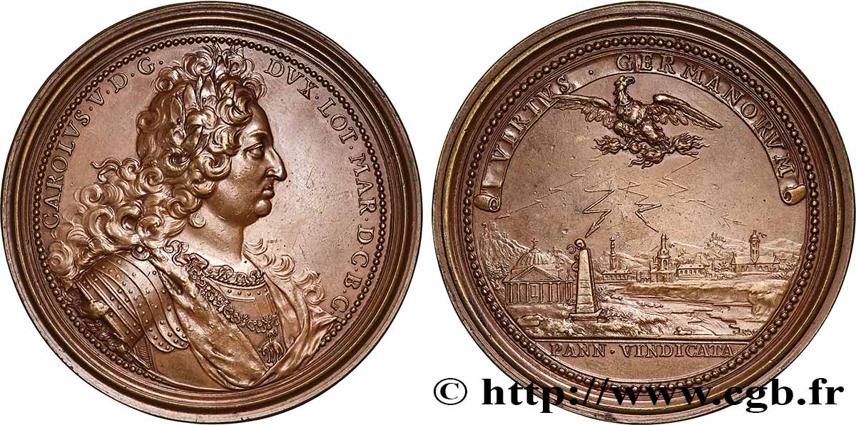 CHARLES V DE LORRAINE (LÉOPOLD-NICOLAS-SIXTE) Médaille, Expulsion des Turcs de Hongrie AU