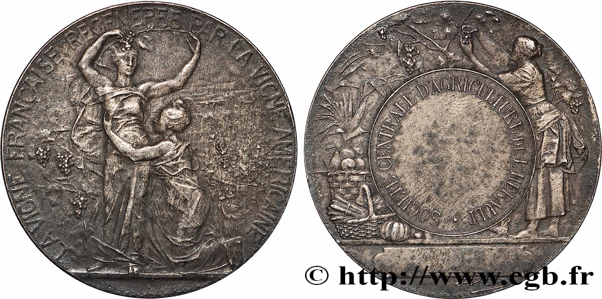 SOCIÉTÉS D AGRICULTURE, HORTICULTURE, PÊCHE ET CHASSE Médaille, Société centrale d’agriculture de l’Hérault TTB