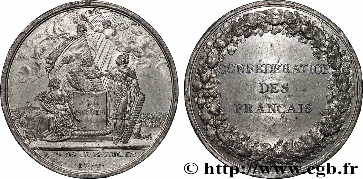 FRENCH CONSTITUTION Médaille, Confédération des Français MBC+