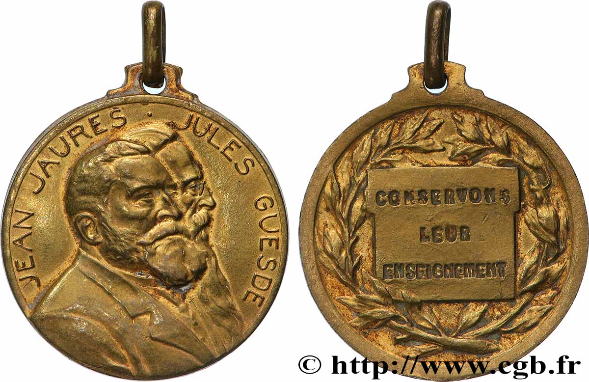DRITTE FRANZOSISCHE REPUBLIK Médaille, Jean Jaurès et Jules Guesde fVZ