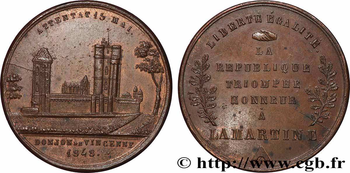 DEUXIÈME RÉPUBLIQUE Médaille, Honneur à Lamartine TTB