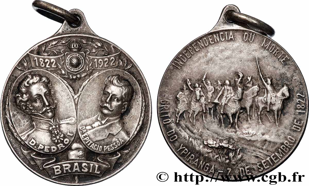 BRÉSIL Médaille, Centenaire de l’indépendance du Brésil TTB+